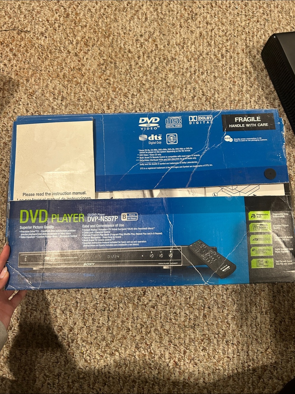 Sony Blue Portable DVD Player Box with Remote Graphics